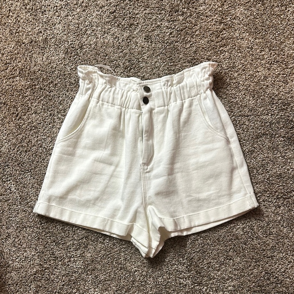 White High-Waisted Women's Shorts